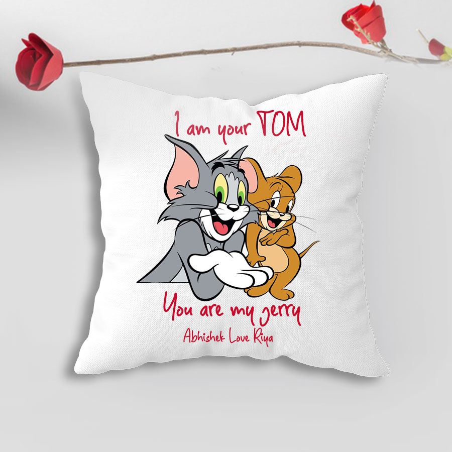 Tom and Jerry Name Personalized Cushion