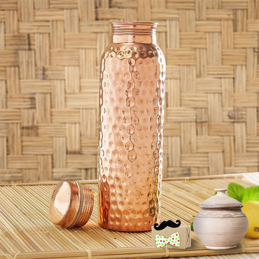 Designer Hammered Copper Bottle 