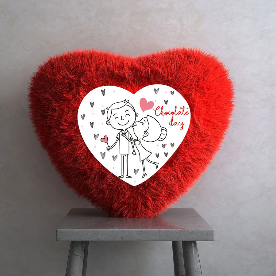 Chocolate day for  your love  Red Heart Cushion 15x15