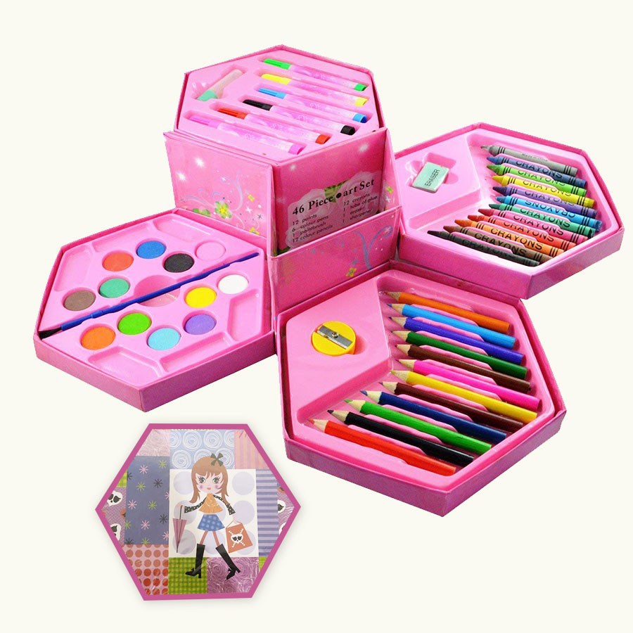  46 Pieces Color Kit with Girl hexagon Box
