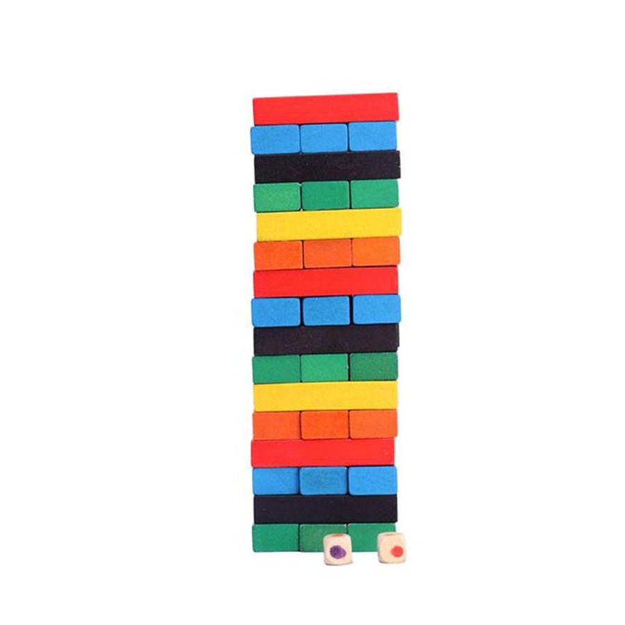 Wooden Jenga Tower Stacking Game - Multi Color