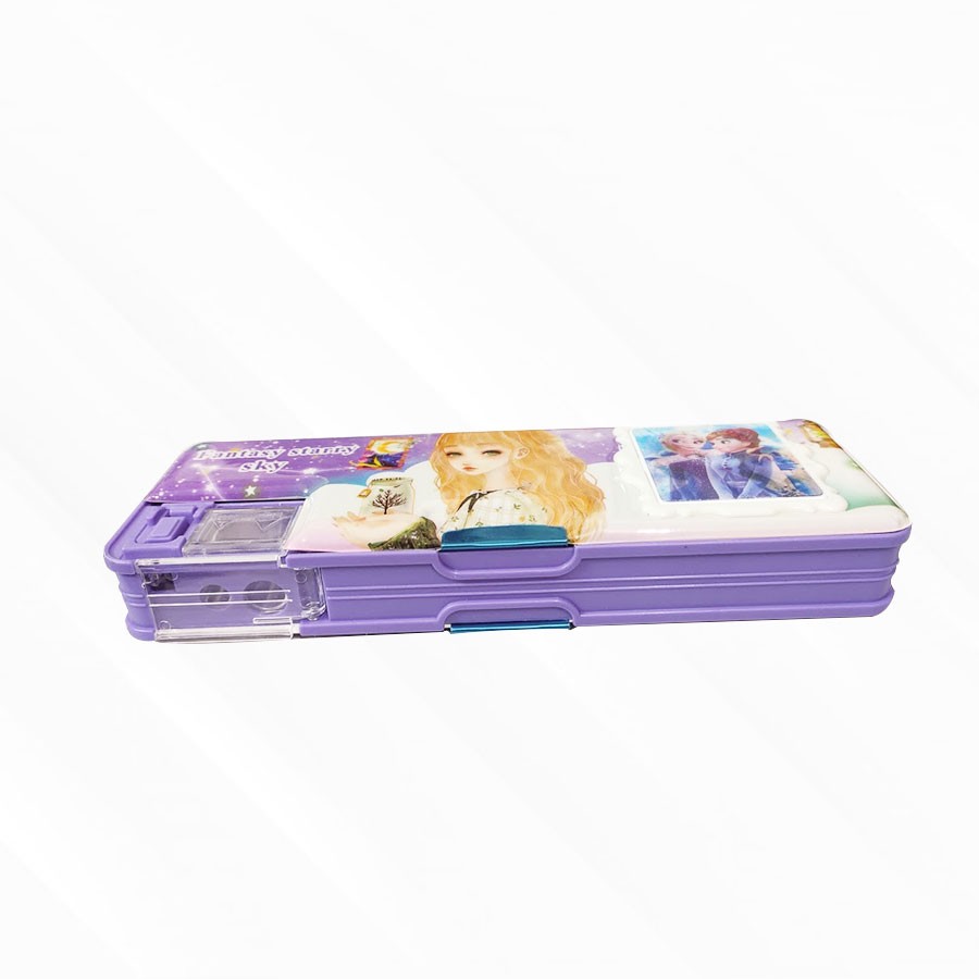 Frozen Fantasy Dual Compartment Magnetic Pencil Box With Calc