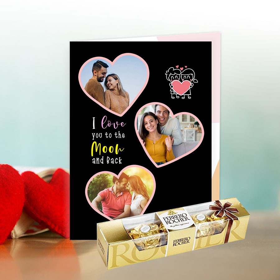 love you moon to the back Greeting Card with Ferrero Rocher