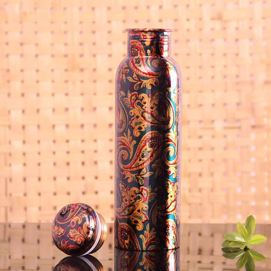 Pure kalamkari Print Copper Water Bottle