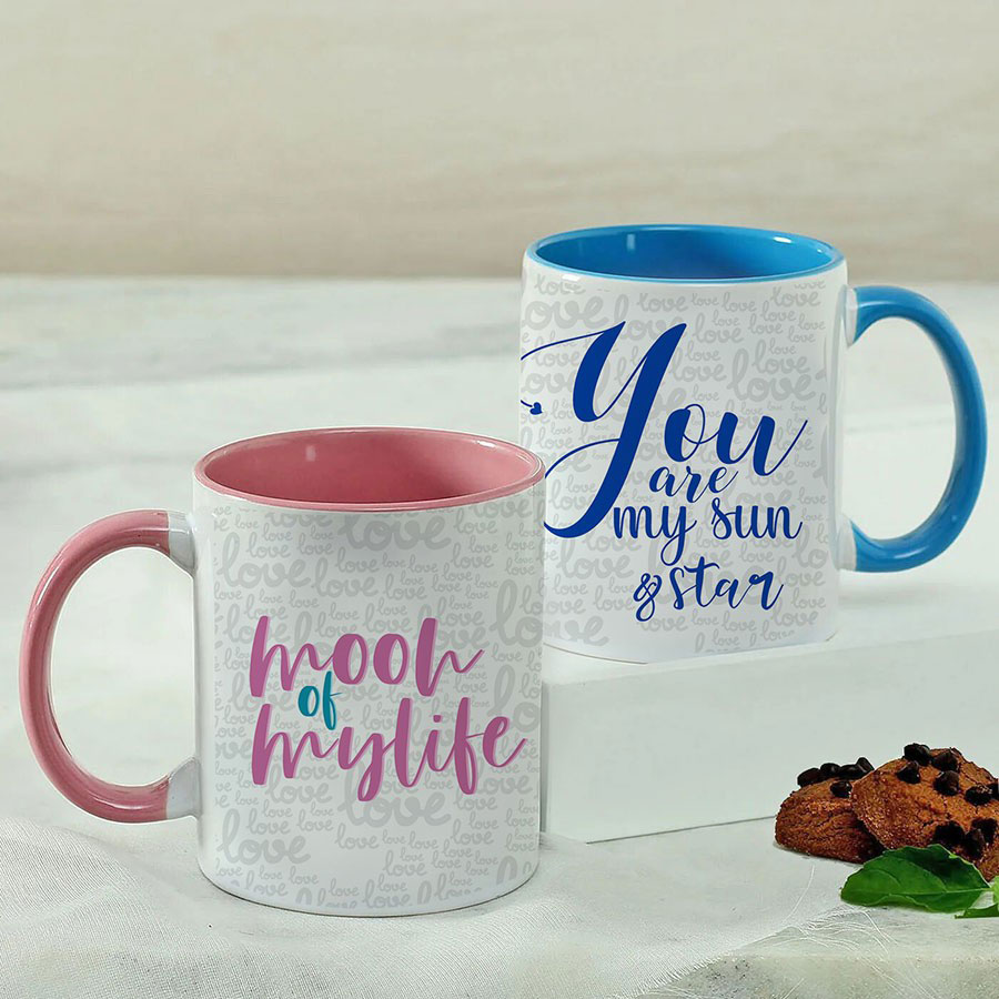 Set of 2 Personalised Mugs for a Cute Couple