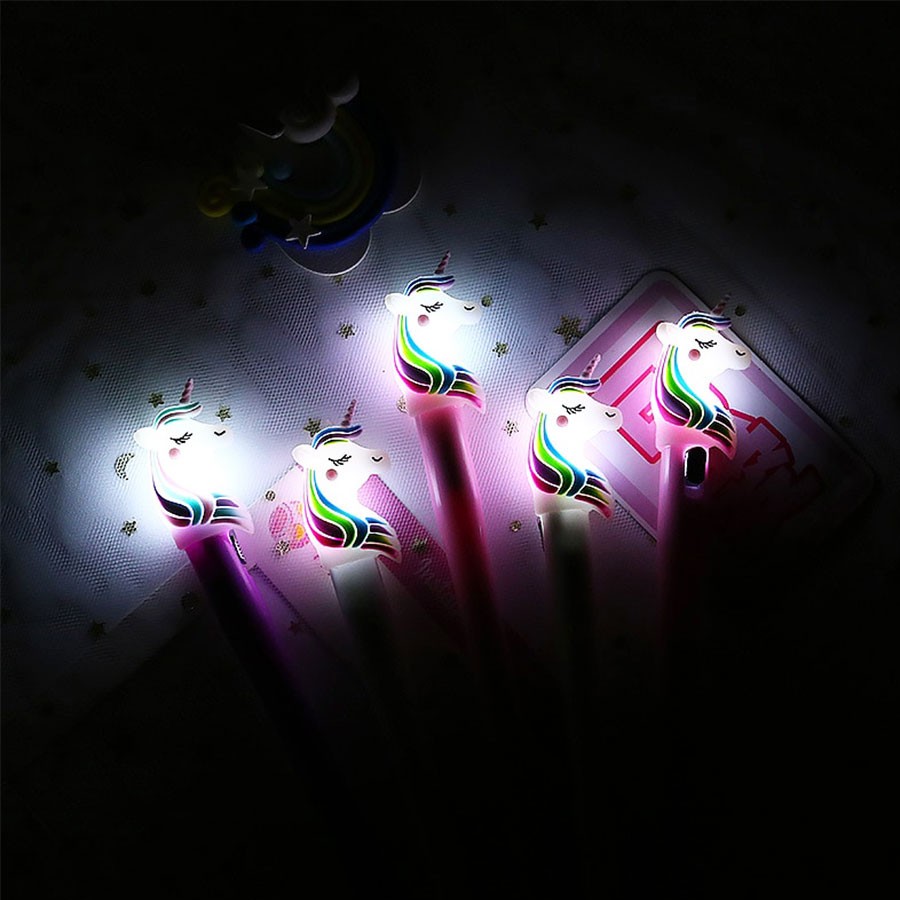 3D Unicorn LED Light Gel Pen Set Of 4- Assorted