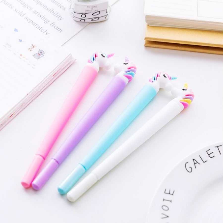 3D Unicorn Pens - Set Of 4 - Assorted