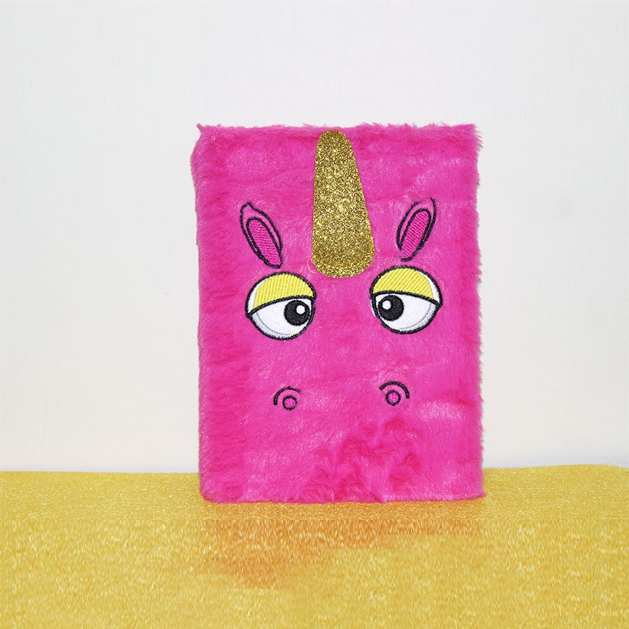 Pink Color Unicorn Plush Personal Notebook Diary 