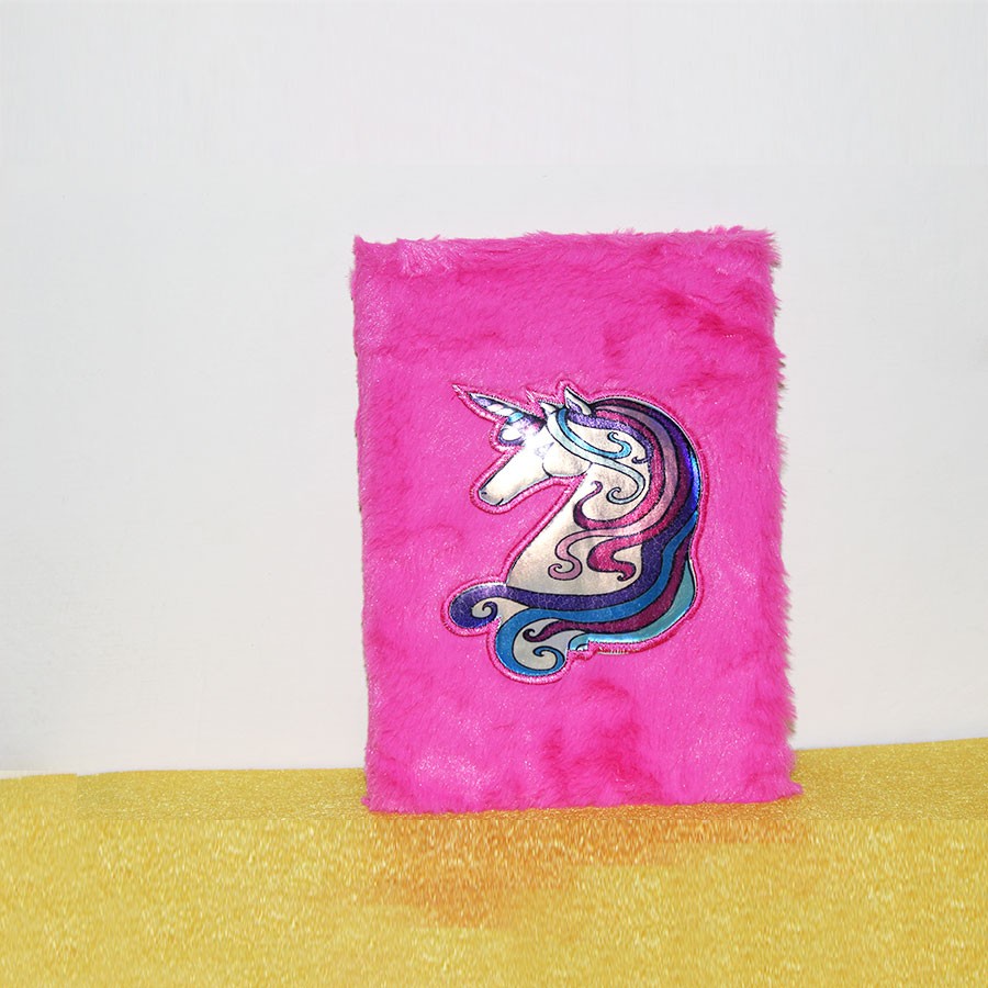 Pink Color Unicorn Plush Personal Notebook Diary 