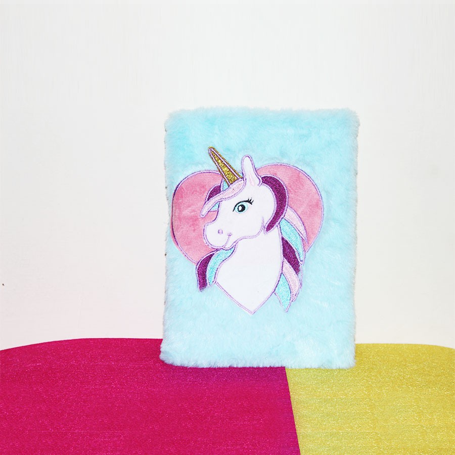 Blue Color Unicorn Plush Personal Notebook Diary 