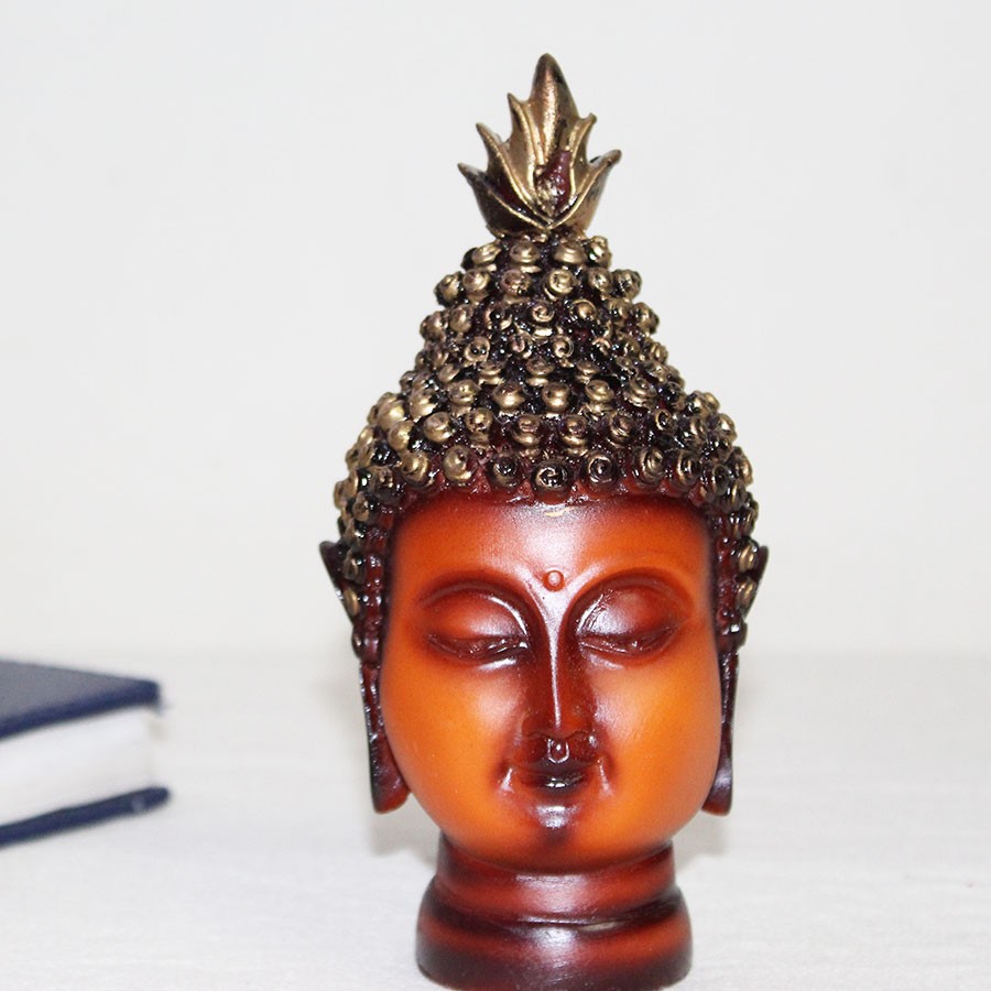 Orange & Gold-Toned Buddha Head Showpiece