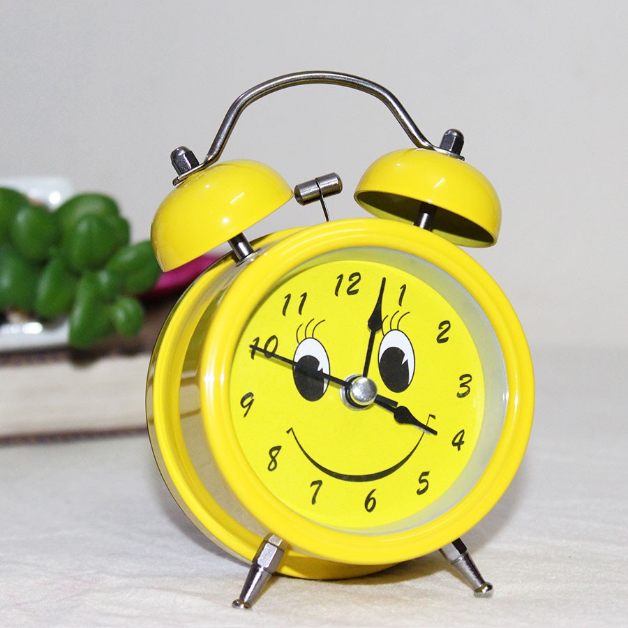 Cute Yellow Smiley Alarm Clock with Gift Pack