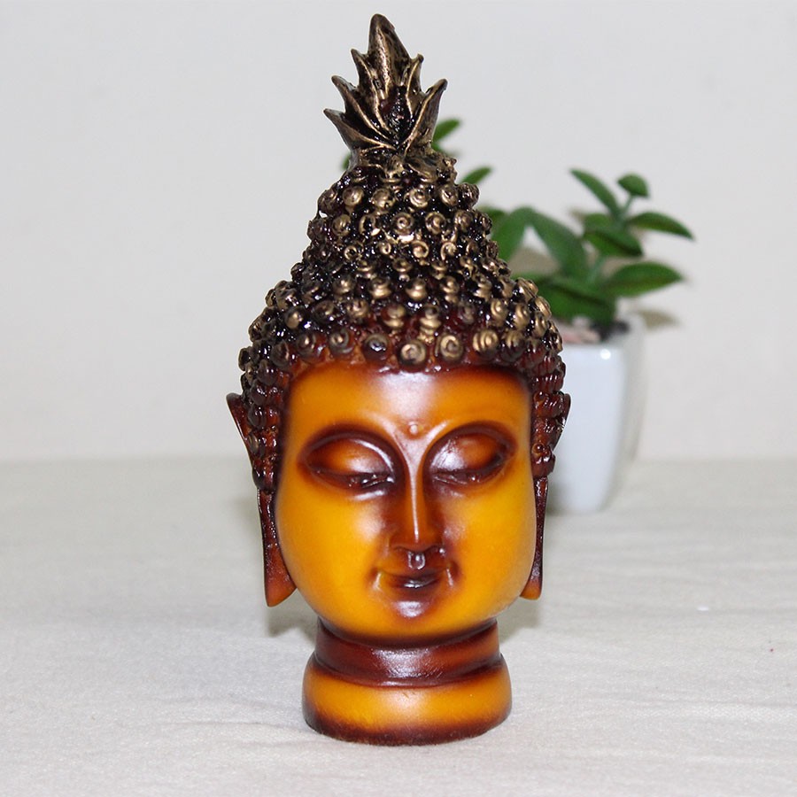 Yellow & Gold-Toned Buddha Head Showpiece