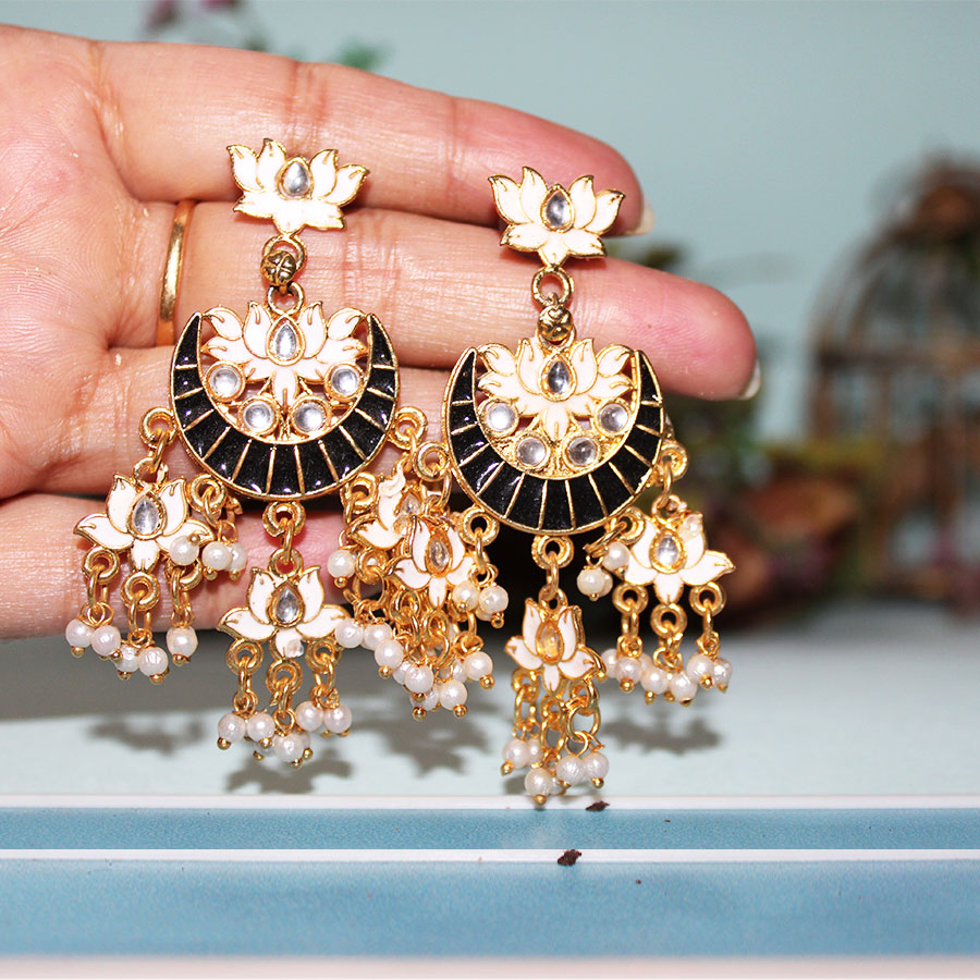 Modern Lotus Diamond Stud Earrings