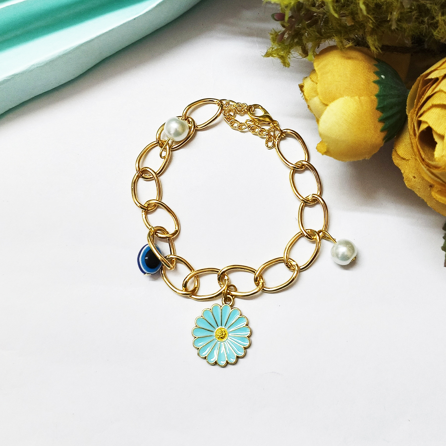 Beaded Daisy Flower Bracelets Stack Of 3