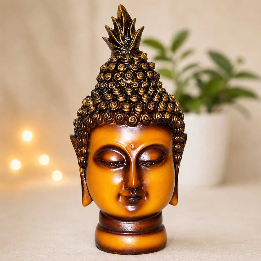 Yellow & Gold-Toned Buddha Head Showpiece