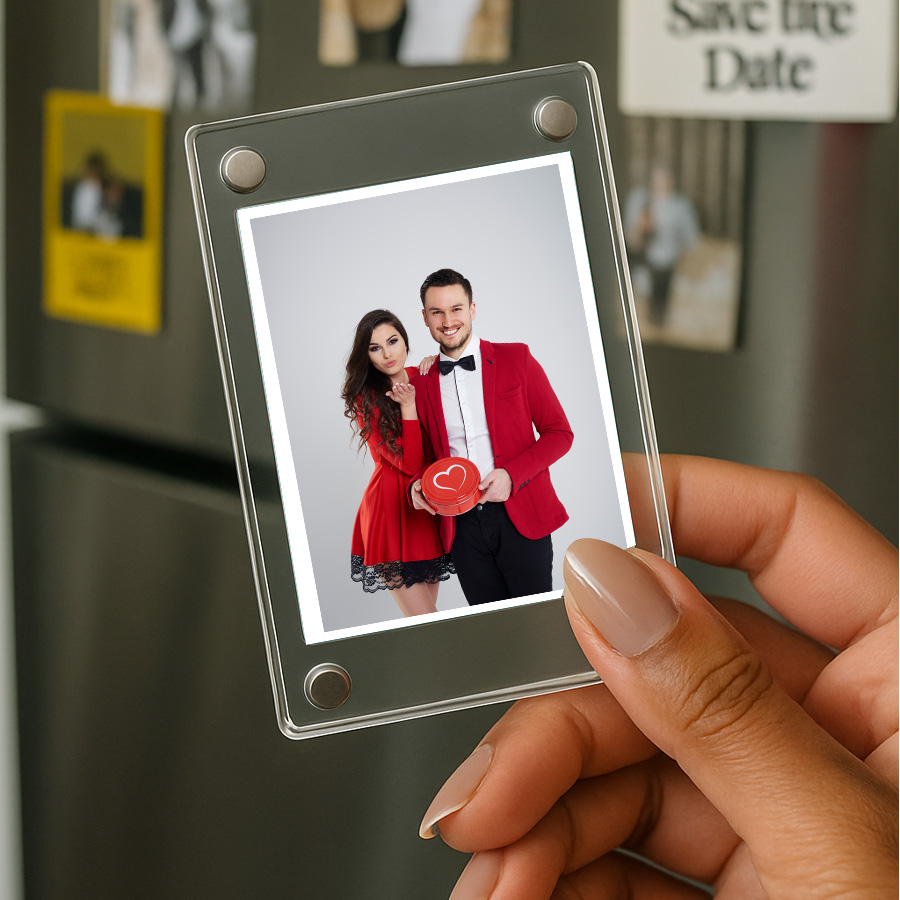  Magnetic Acrylic Photo Frames | Personalized Fridge Magnets Pack of 3 (With photo)
