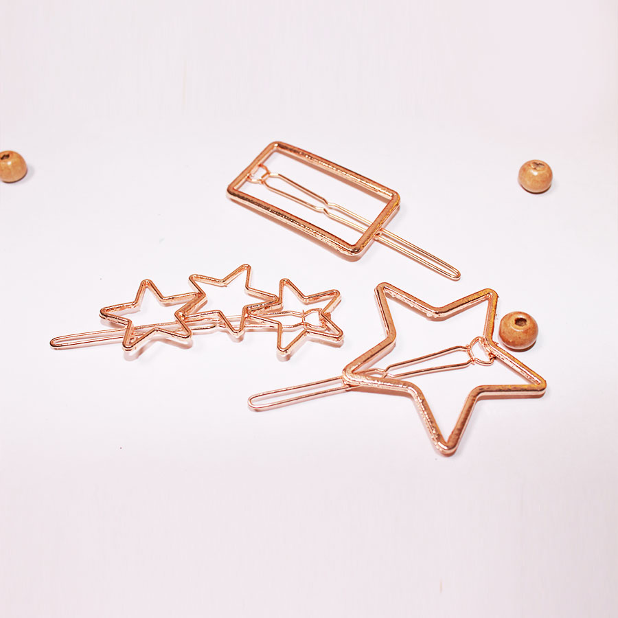 Minimalist Clip set of 3 Hair Clip  (Gold)