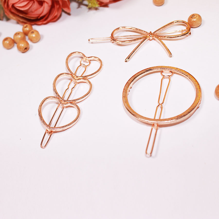 Minimalist Clip set of 3 Hair Clip  (Gold)