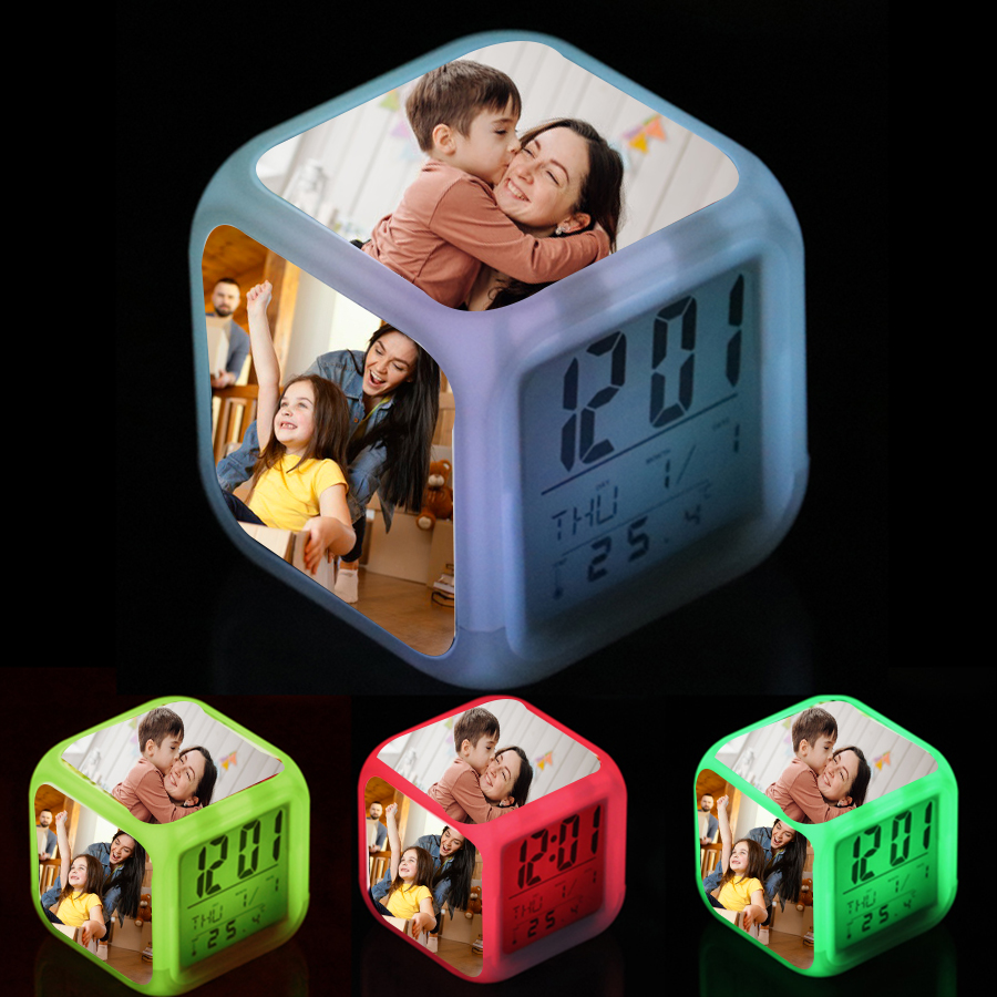 Stitch Design Personalised LED Cube Digital Alarm Clock Colour