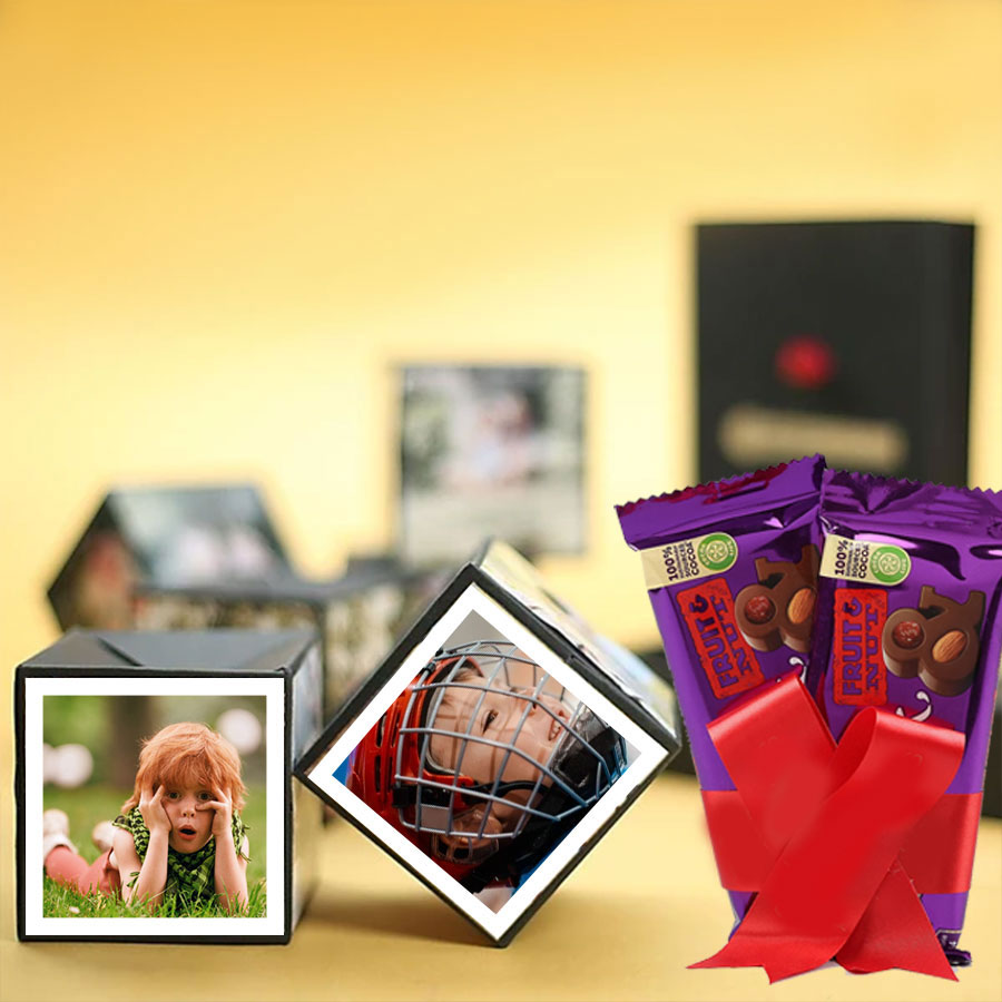 Personalized Pop Up Cube Box  with Chocolates (WIth 8 Photo)
