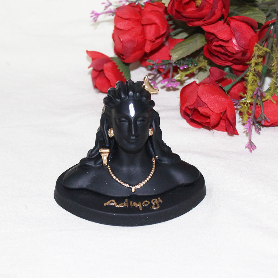 Lord Adiyogi Religious Idol Figurine (Black, Medium)