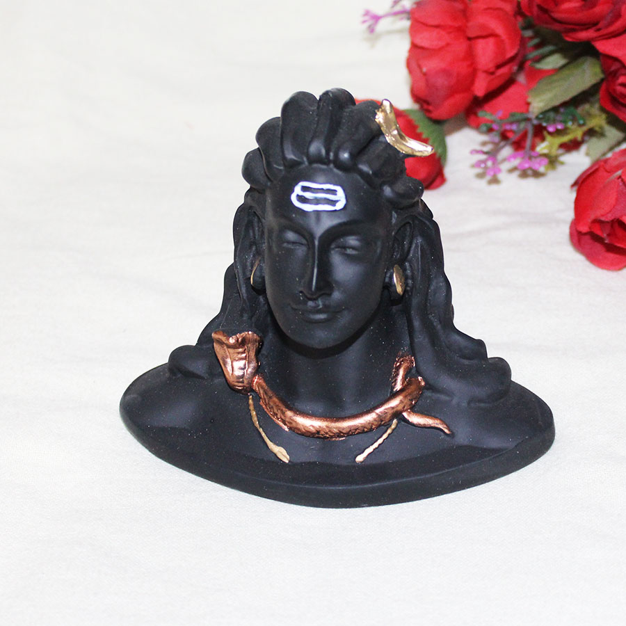 Lord Adiyogi Religious Idol Figurine (Black, Medium)