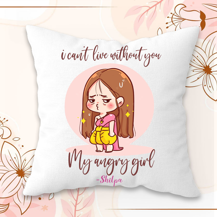 Angry girl personalized cushion