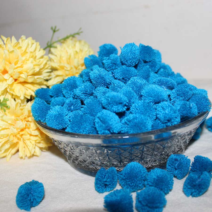 Blue Yarn Pom Pom