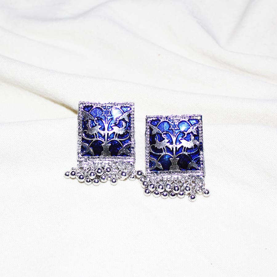 Blue oxidized earrings for a charming look