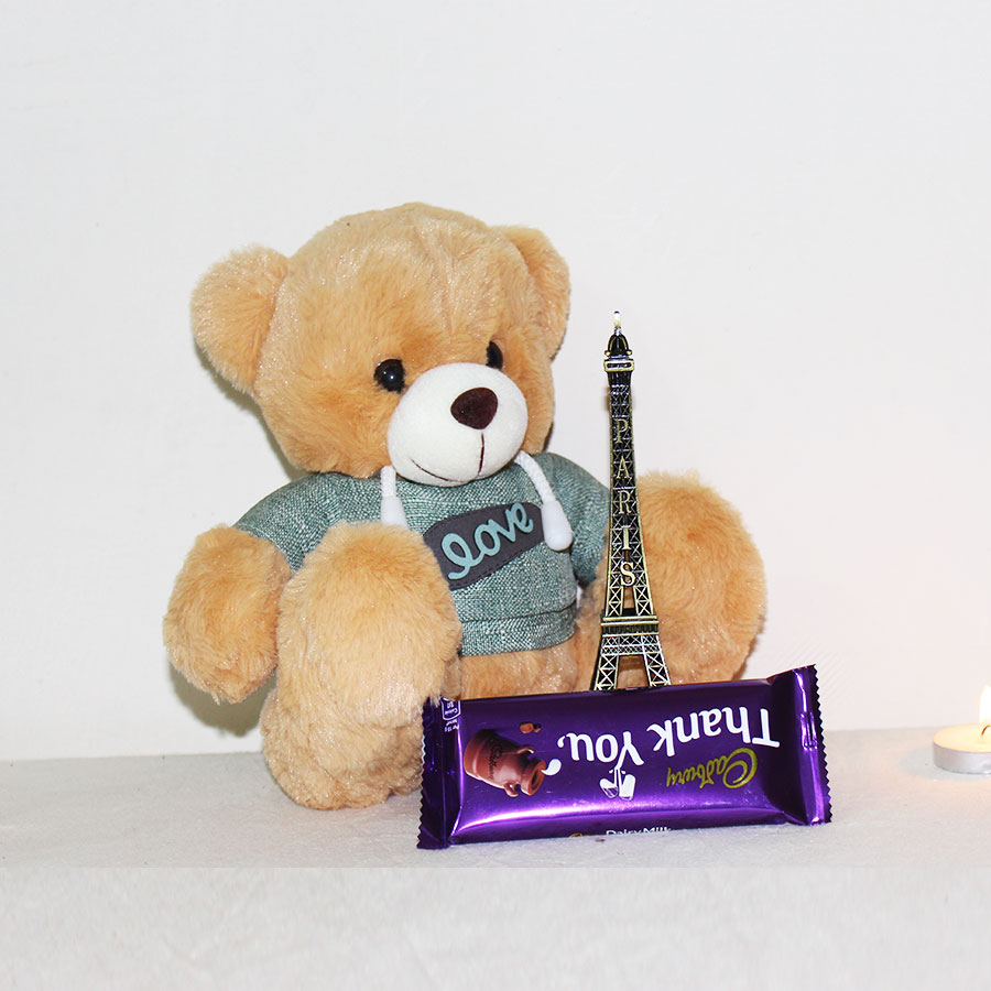 Teddy, chocolate with Eiffel Tower Gift Hamper