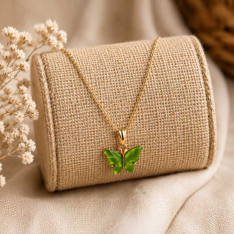 Butterfly - Golden Casual Neckpiece (Green)