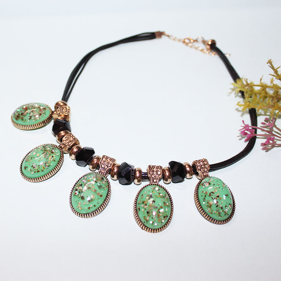 Antique Gold and Green contemporary necklace