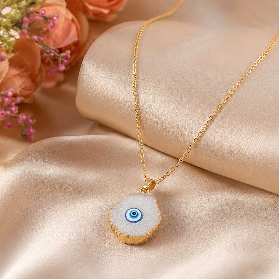 Light Grey Evil eye pendant - NECKLACE