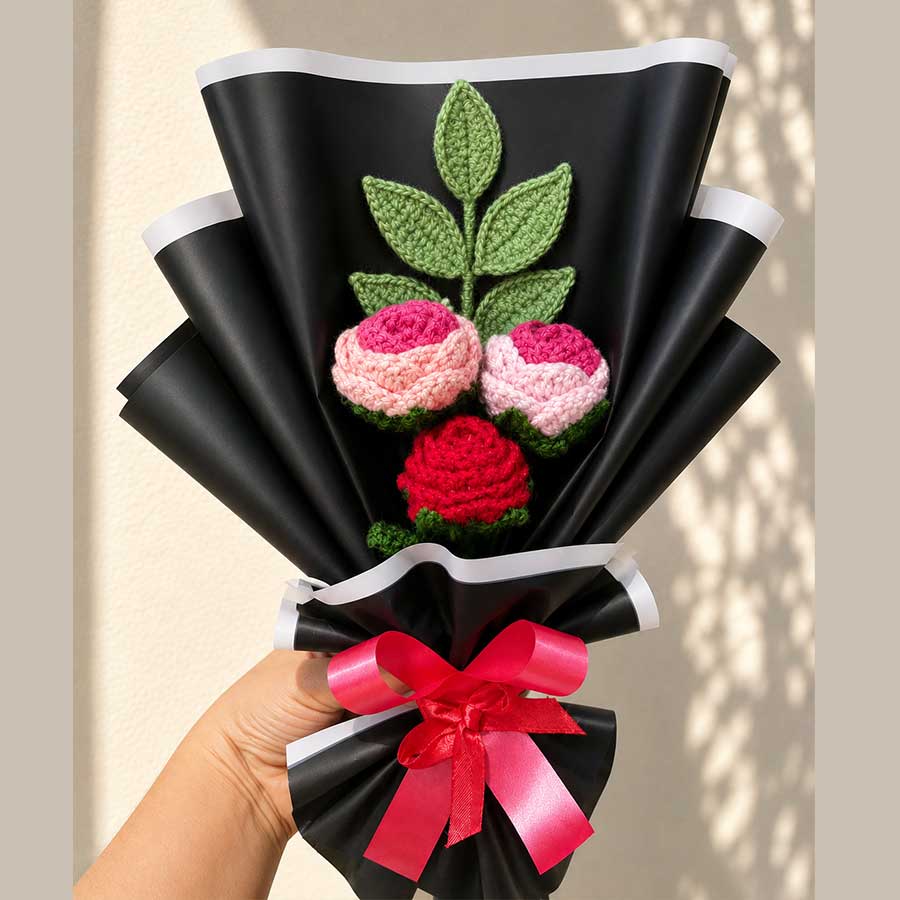 Corchet sunflower pot with (Free Delivery)
