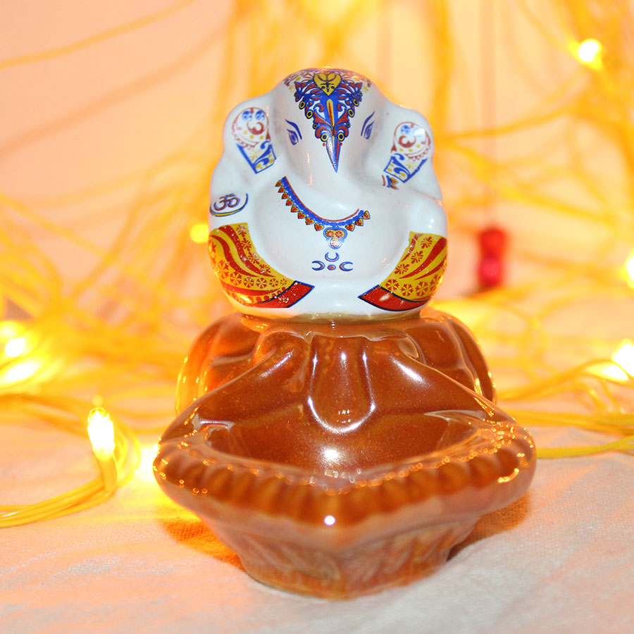 Lord  Ganesha with diya  work in Rajasthani design  