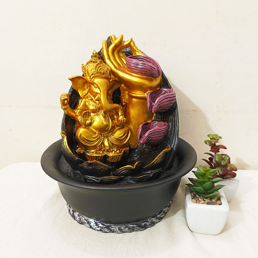 Ganesha Fountain With Indoor Outdoor Water Fountain with Led Lights for Home Decor and Office Decoration