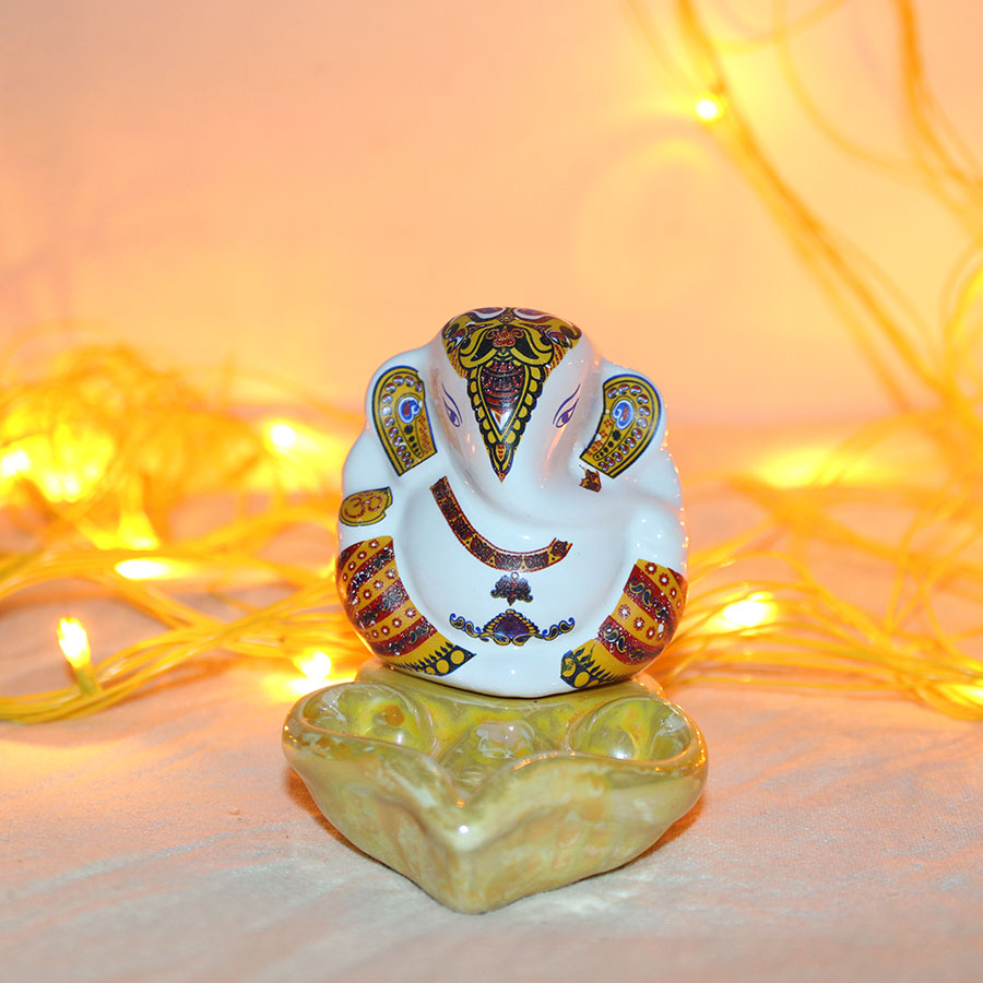 Lord  Ganesha with diya  work in Rajasthani design  