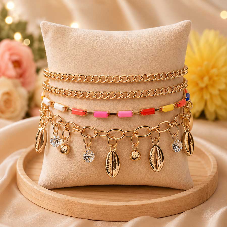 Multi-Strand Charm Bracelet with 4Layer