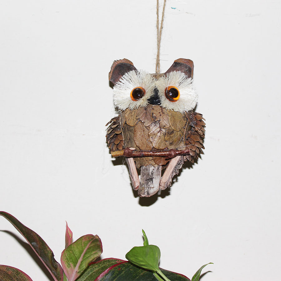 handcrafted eco friendly hanging owl ( Random Design)