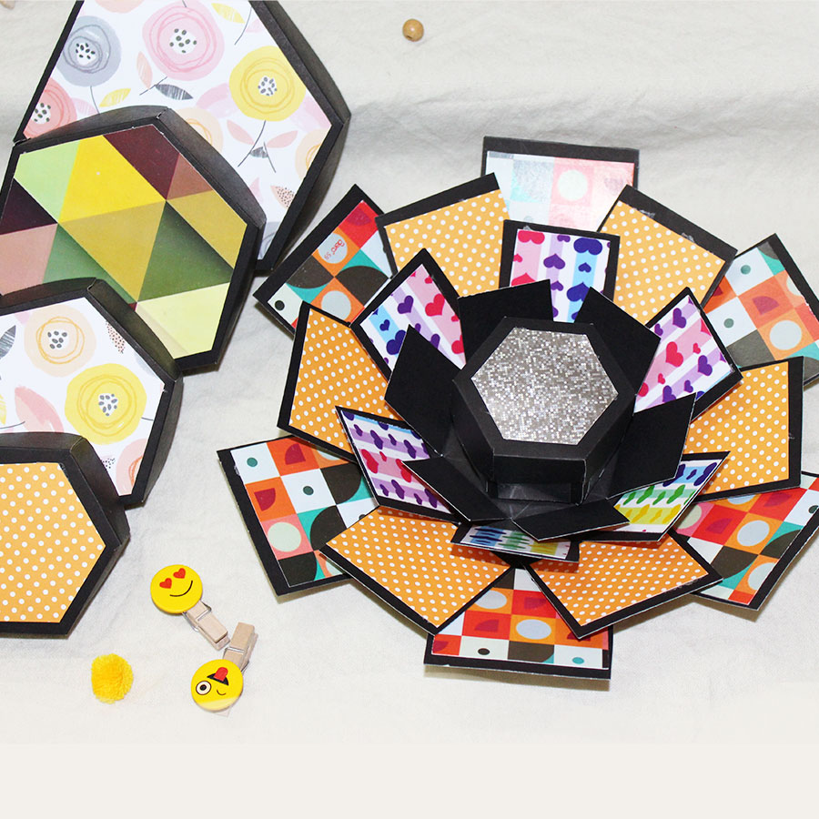Hexagon Explosion Box - For your loved ones. Best for Birthdays, Anniversary, Weddings