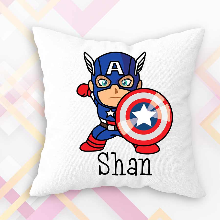 Personalized Marvel Character with Name  Print  Cushion 12x12