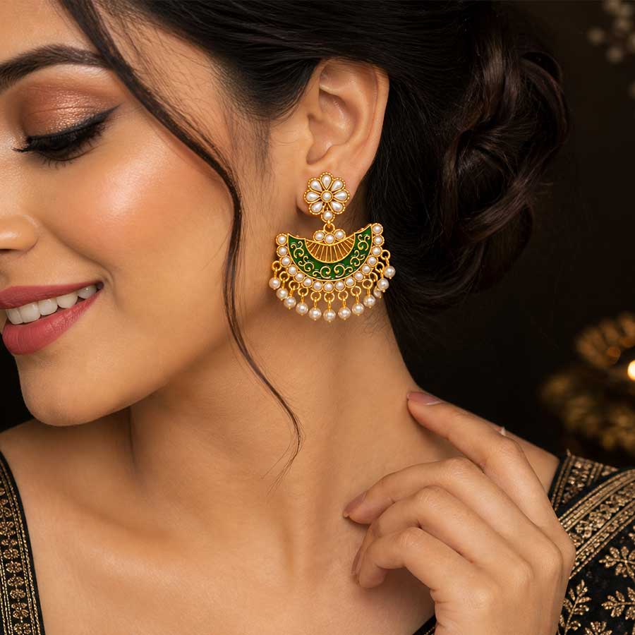 Green Color Meenakari Earring