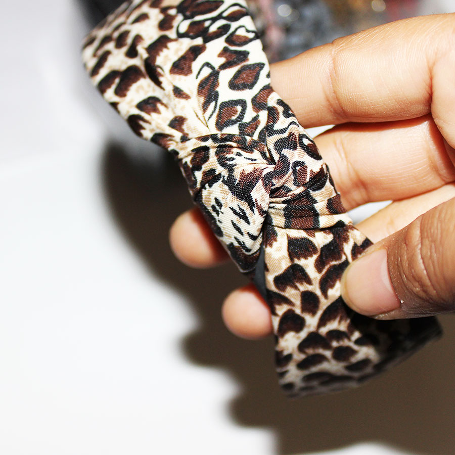 Black & Brown Animal Printed Knotted Hairband