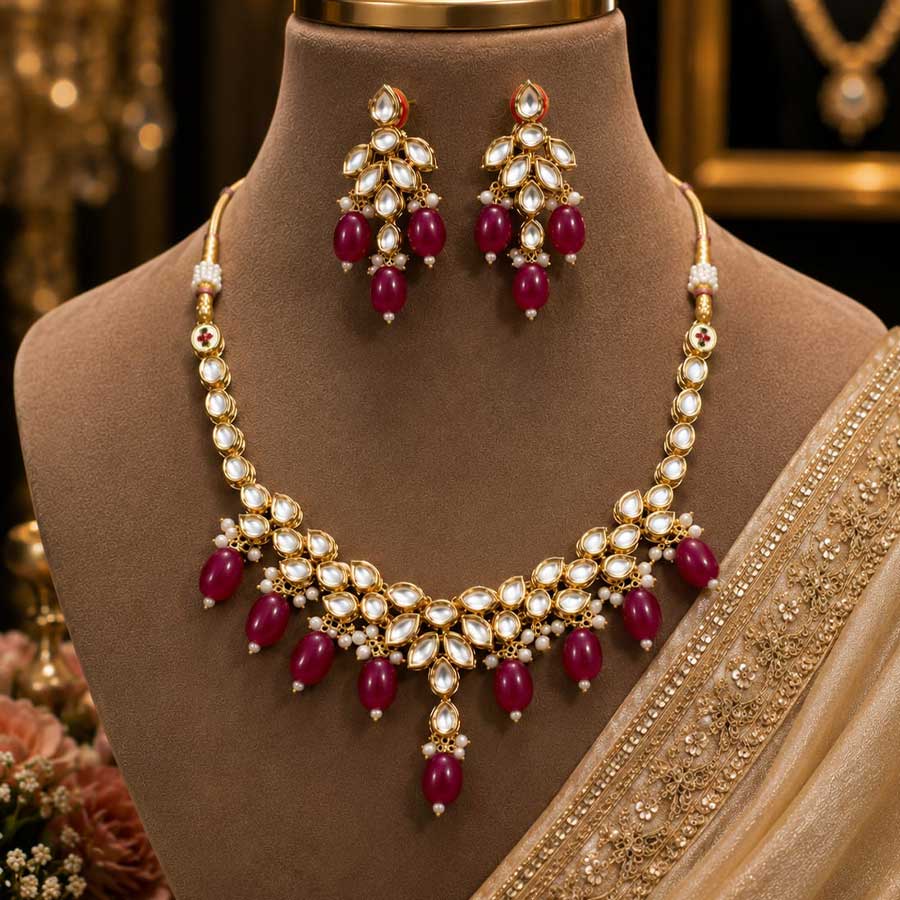Silver-Plated White AD-Studded Handcrafted Jewellery Set