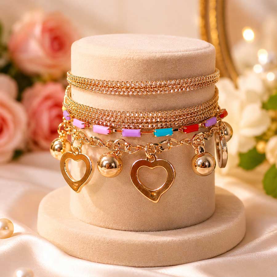 Multi-Strand Charm Bracelet with 7Layer