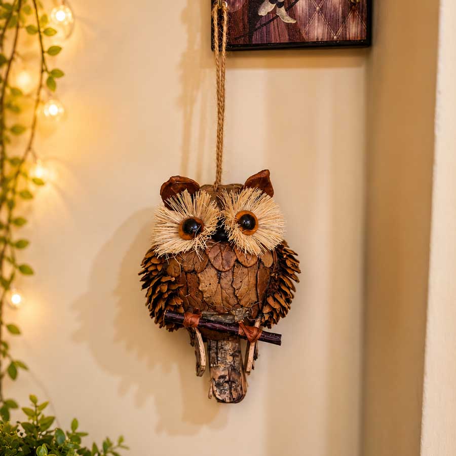 Natural handmade Hang owl show your home corner