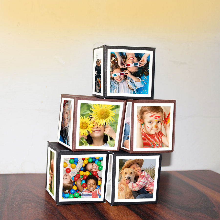 Personalised Photo Strip Popup Gift Box with Printed Pictures – 8 x 8 x 2.5  cm – Daarubaz