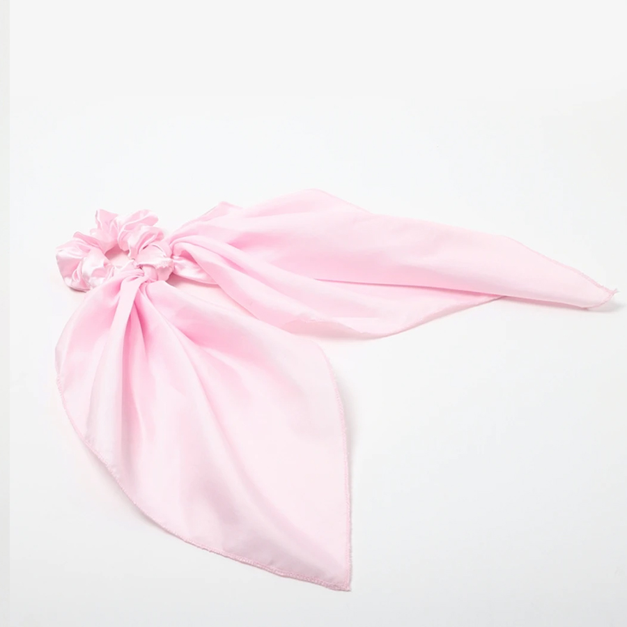 Pink Silk Bow Scrunchies