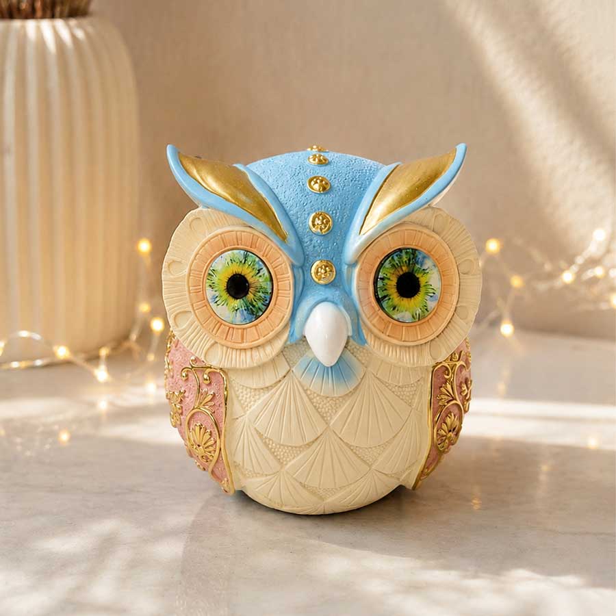 Classy Colorful Owl Figure – Decorative Owl Showpiece for Home Décor & Gifts